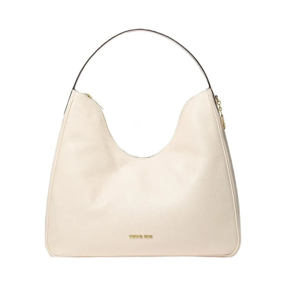 Michael Kors Nayla Medium Pebbled Leather Shoulder Bag Lt Cream