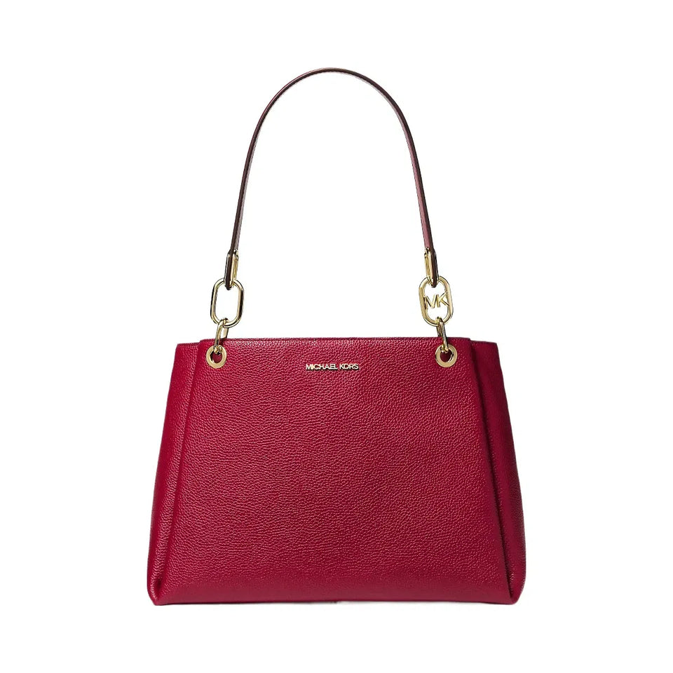 Michael Kors Trisha Large Pebbled Leather Shoulder Bag Cherry