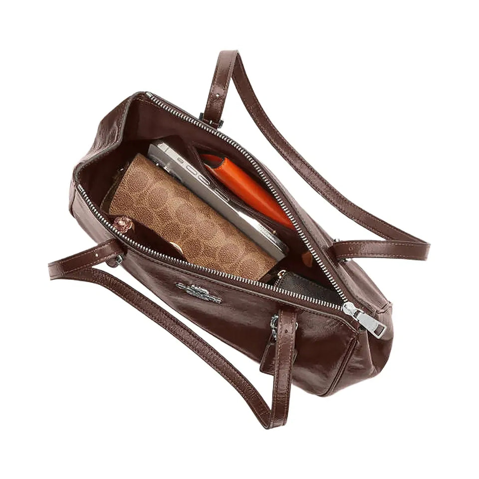Coach Asher Shoulder Bag Glazed Leather-Silver-Maple