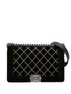 2014 Medium Quilted Velvet Wild Stitch Boy Flap crossbody bag