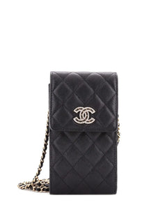 Embellished CC Flap Phone Holder Quilted Caviar Quilted Caviar crossbody bag
