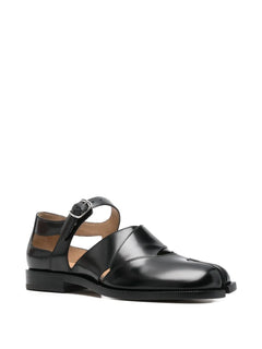 Tabi cut-out leather flat pumps