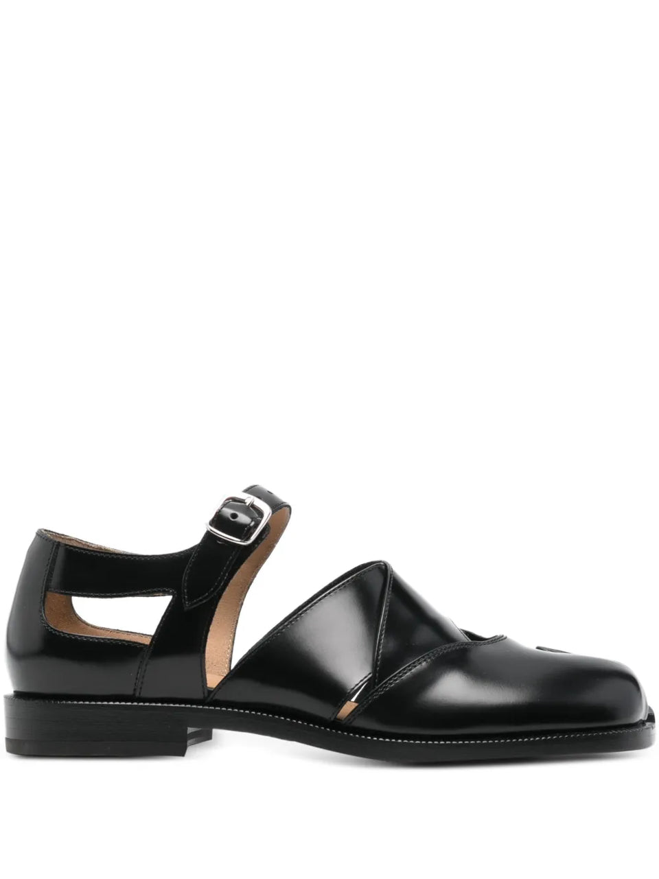 Tabi cut-out leather flat pumps