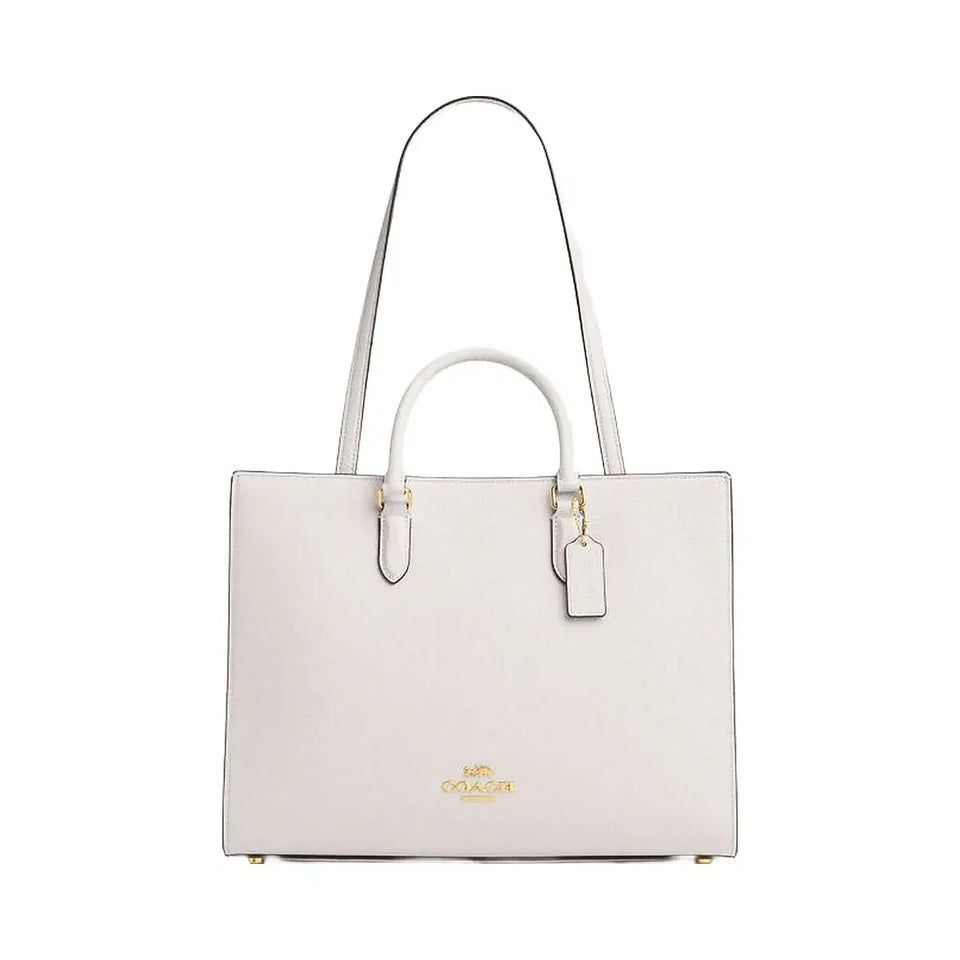Coach Maggie Tote Bag Pebbled Leather-Gold-Chalk