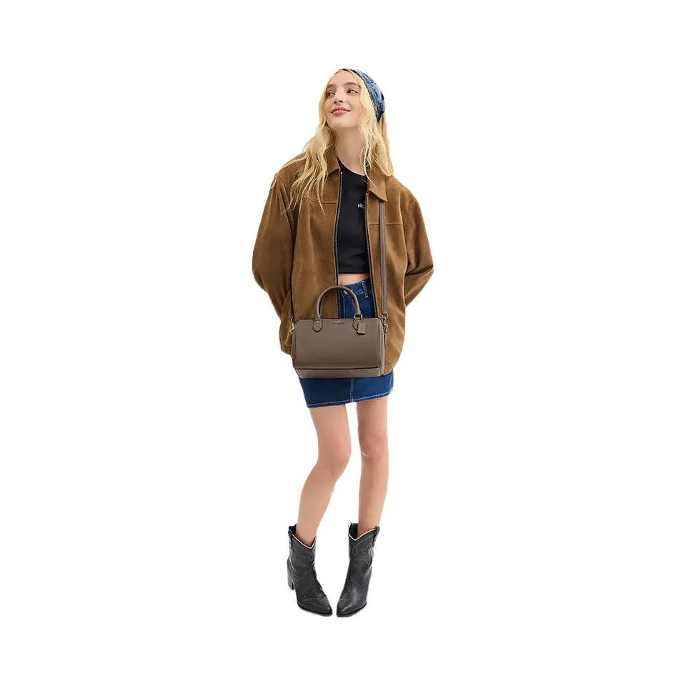 Coach Rowan Satchel Bag Pebbled Leather-Qb-Dark Stone