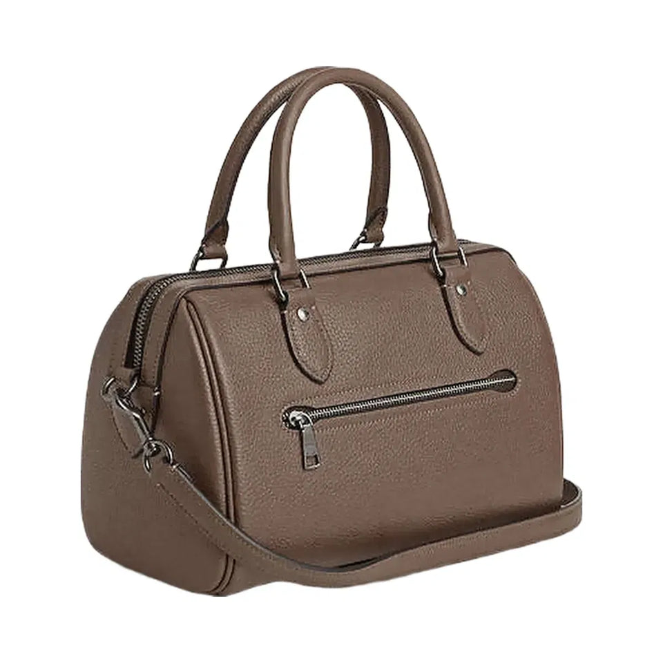 Coach Rowan Satchel Bag Pebbled Leather-Qb-Dark Stone