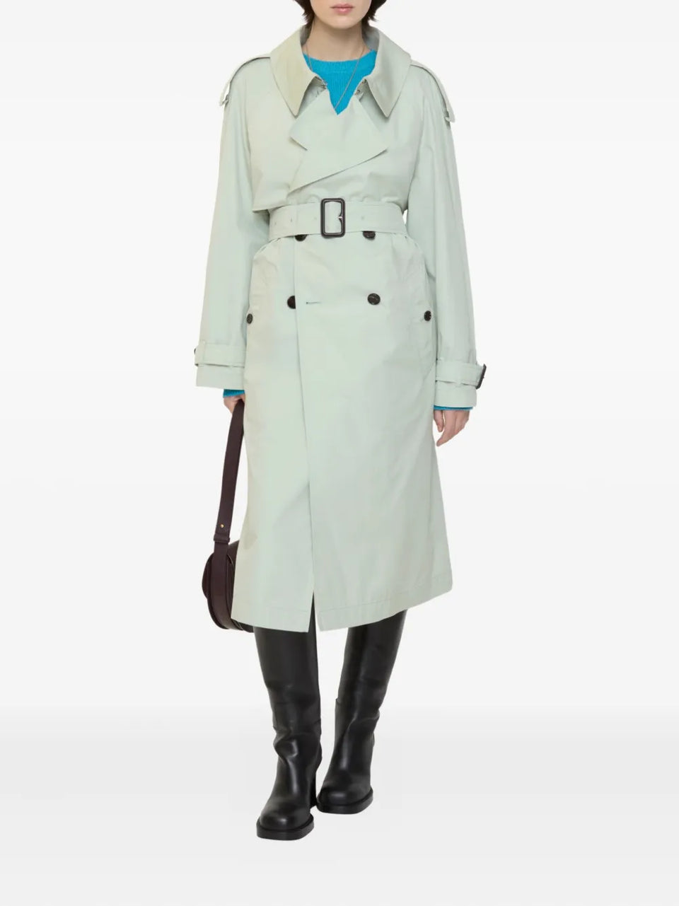 double-breasted belted trench coat