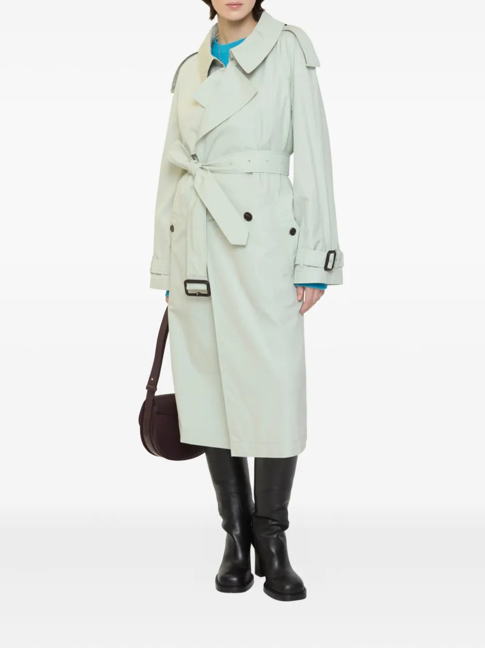 double-breasted belted trench coat
