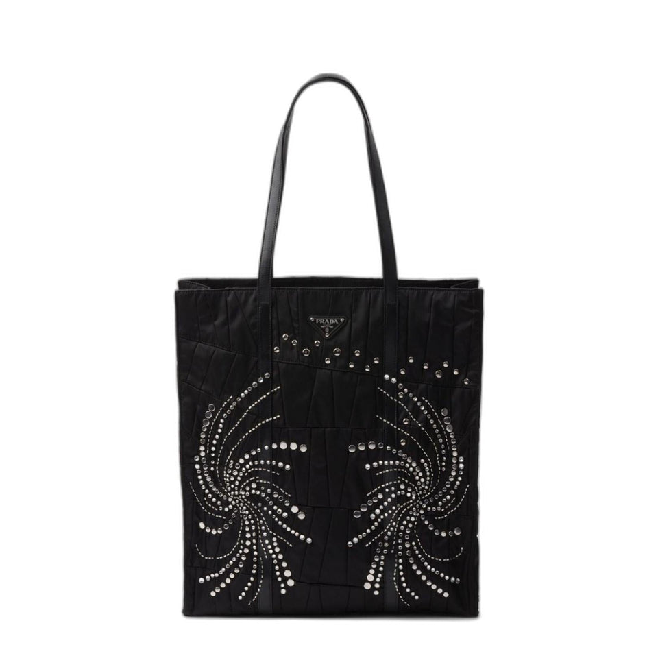 Black Re-Nylon Large Tote Bag