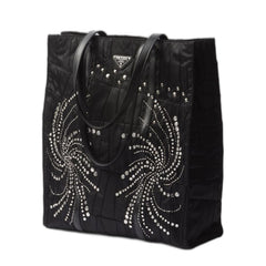 Black Re-Nylon Large Tote Bag