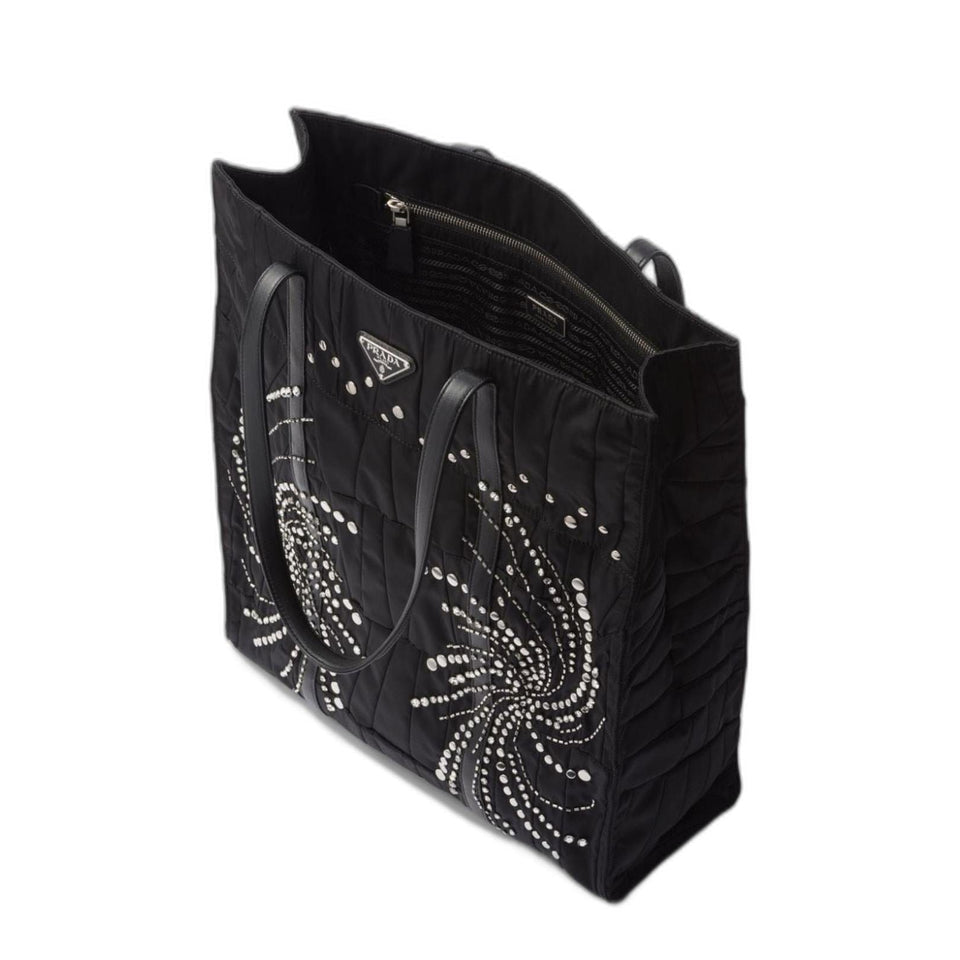Black Re-Nylon Large Tote Bag