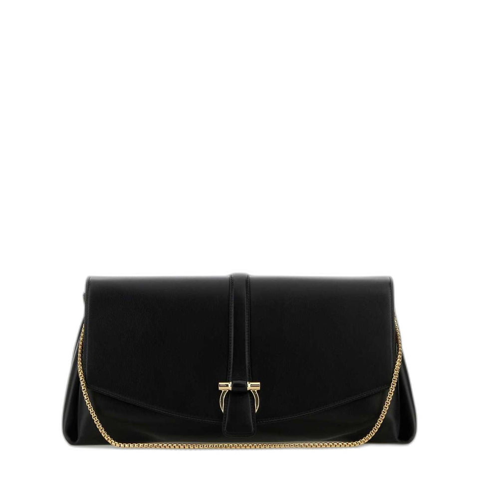 Black Leather Large Crossbody Bag