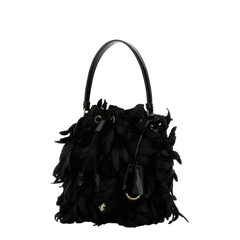 Embellished Satin Mini Bucket Bag