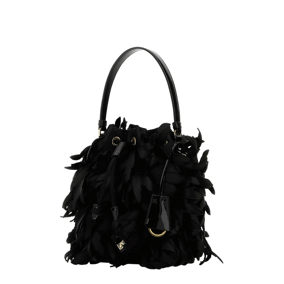 Embellished Satin Mini Bucket Bag