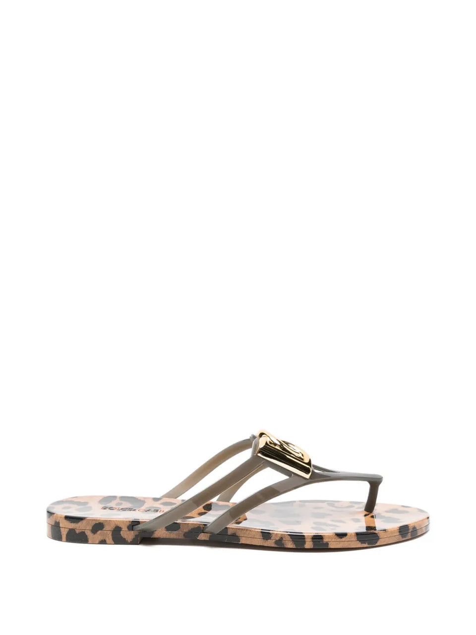 leopard-print logo flip-flops