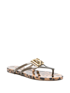 leopard-print logo flip-flops