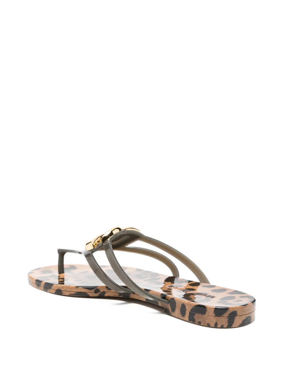 leopard-print logo flip-flops