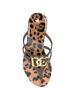 leopard-print logo flip-flops