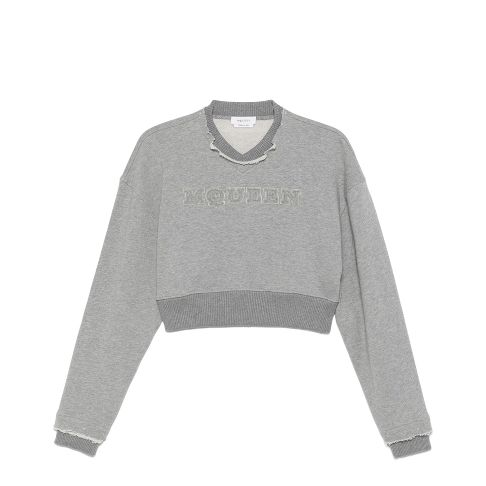 Logo Cotton Cropped Sweatshirt