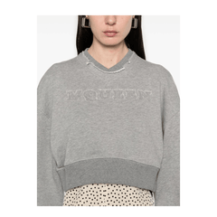 Logo Cotton Cropped Sweatshirt