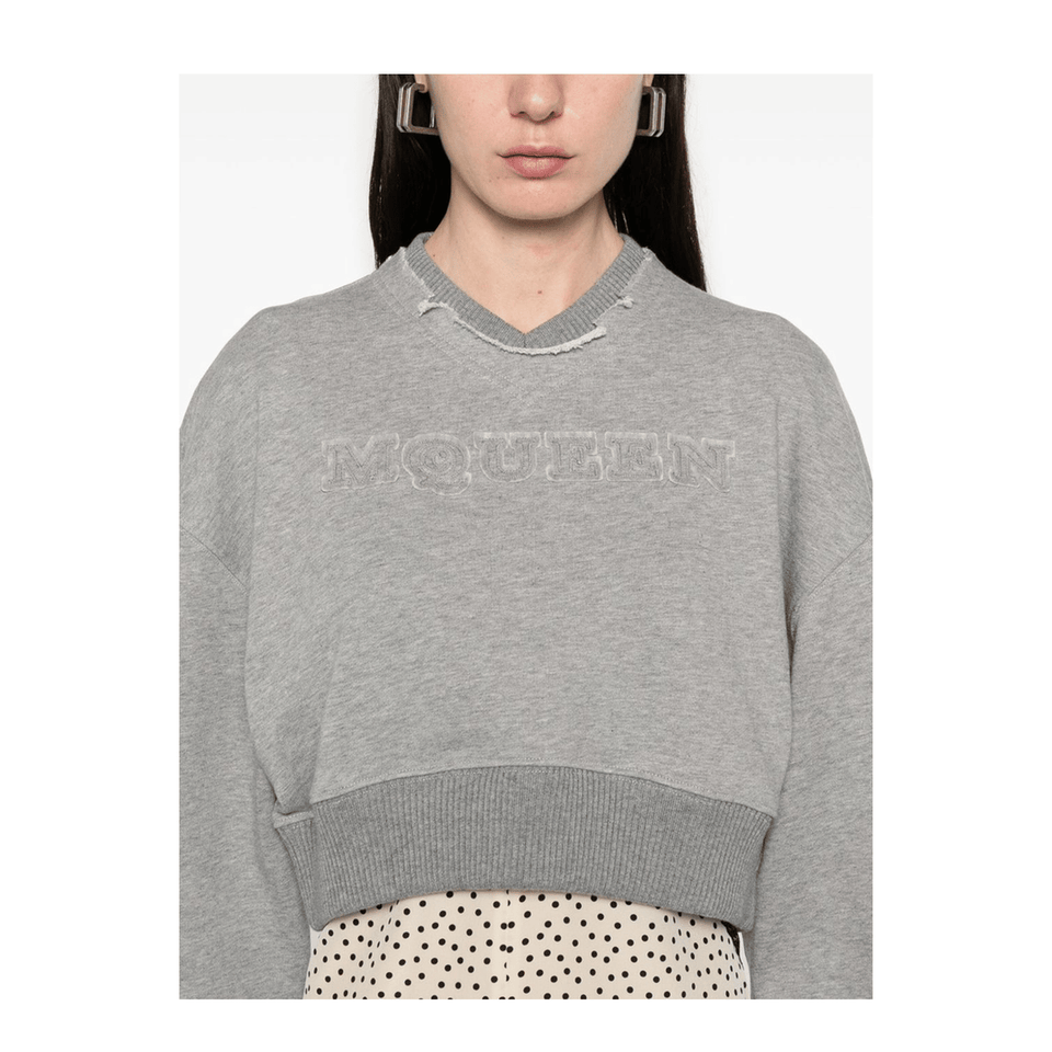 Logo Cotton Cropped Sweatshirt