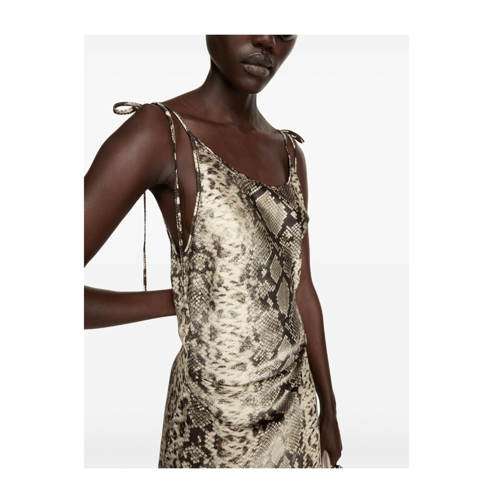 Satin Dress - Multi Brown