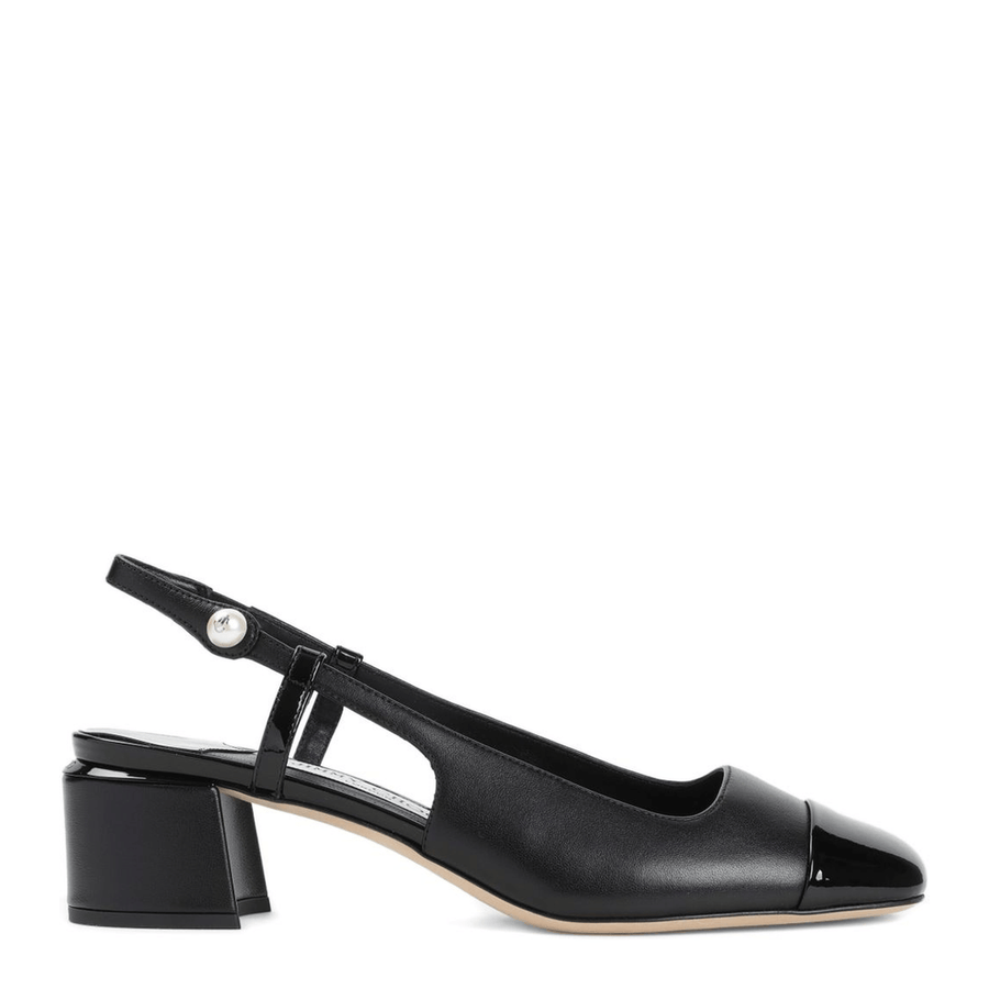Black Nappa and Patent Leather Pumps