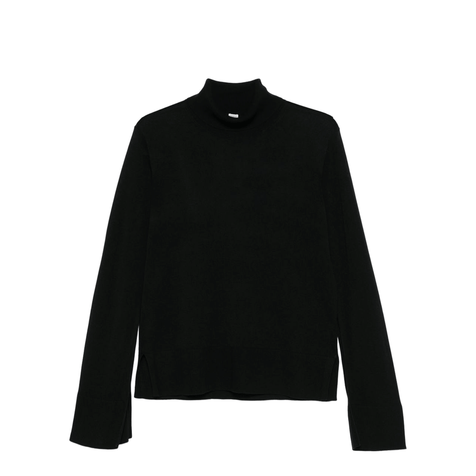 Slit Sleeve Turtleneck Black