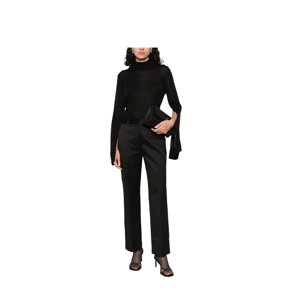 Slit Sleeve Turtleneck Black