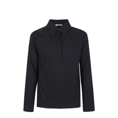 Long-Sleeved Polo Shirt V-Neck with Buttons and Turndown Collar