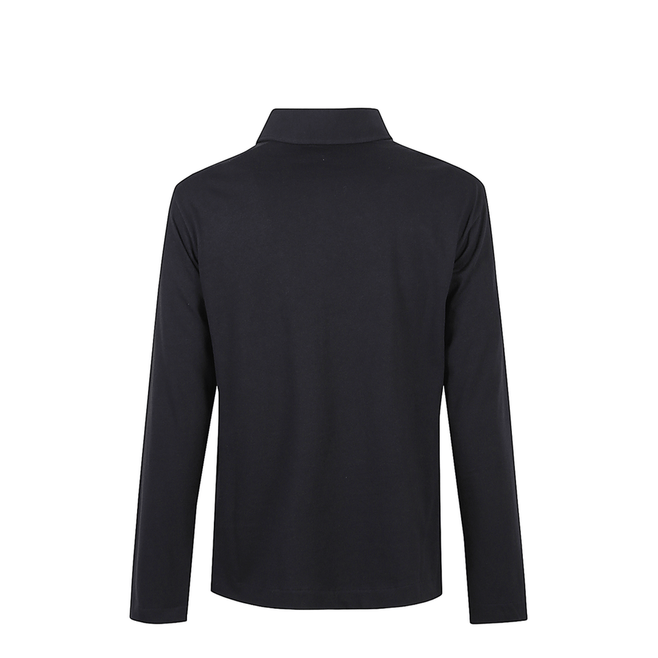 Long-Sleeved Polo Shirt V-Neck with Buttons and Turndown Collar