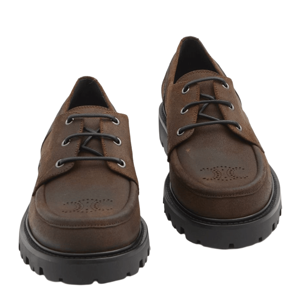 Margaret Derby Loafer In Waxed Suede Calfskin