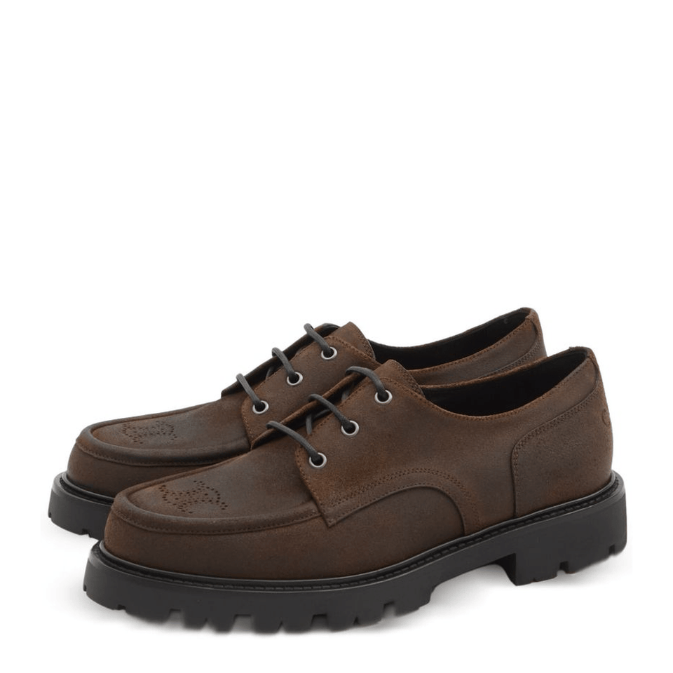 Margaret Derby Loafer In Waxed Suede Calfskin