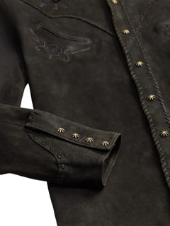 embroidered suede shirt