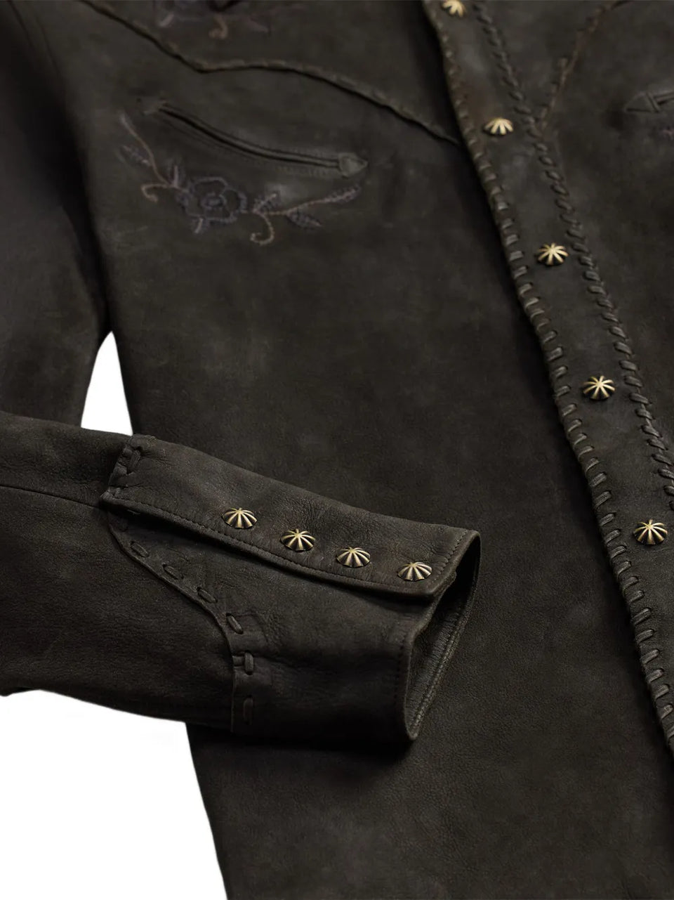 embroidered suede shirt