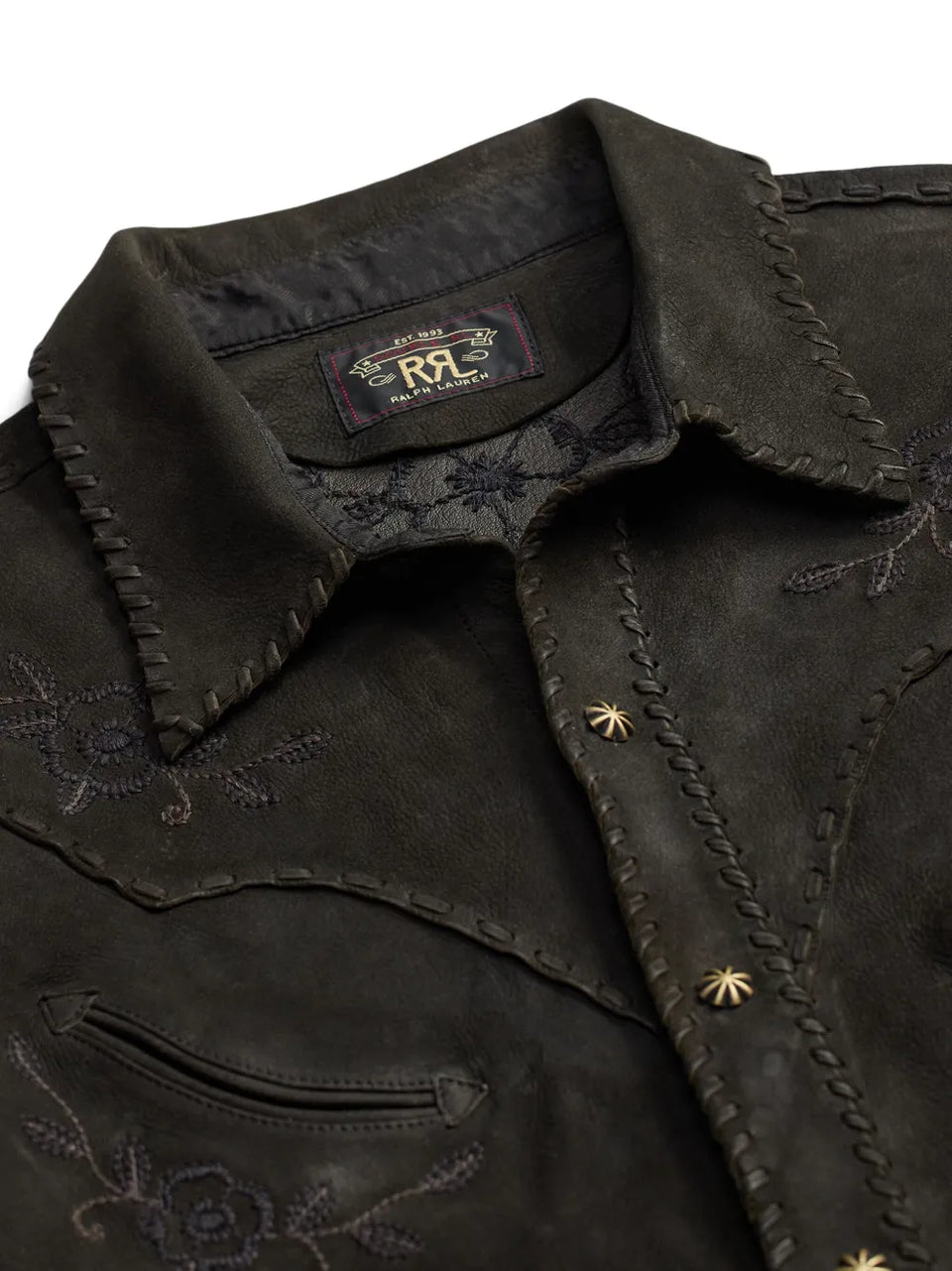embroidered suede shirt