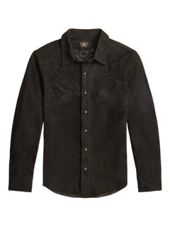 embroidered suede shirt