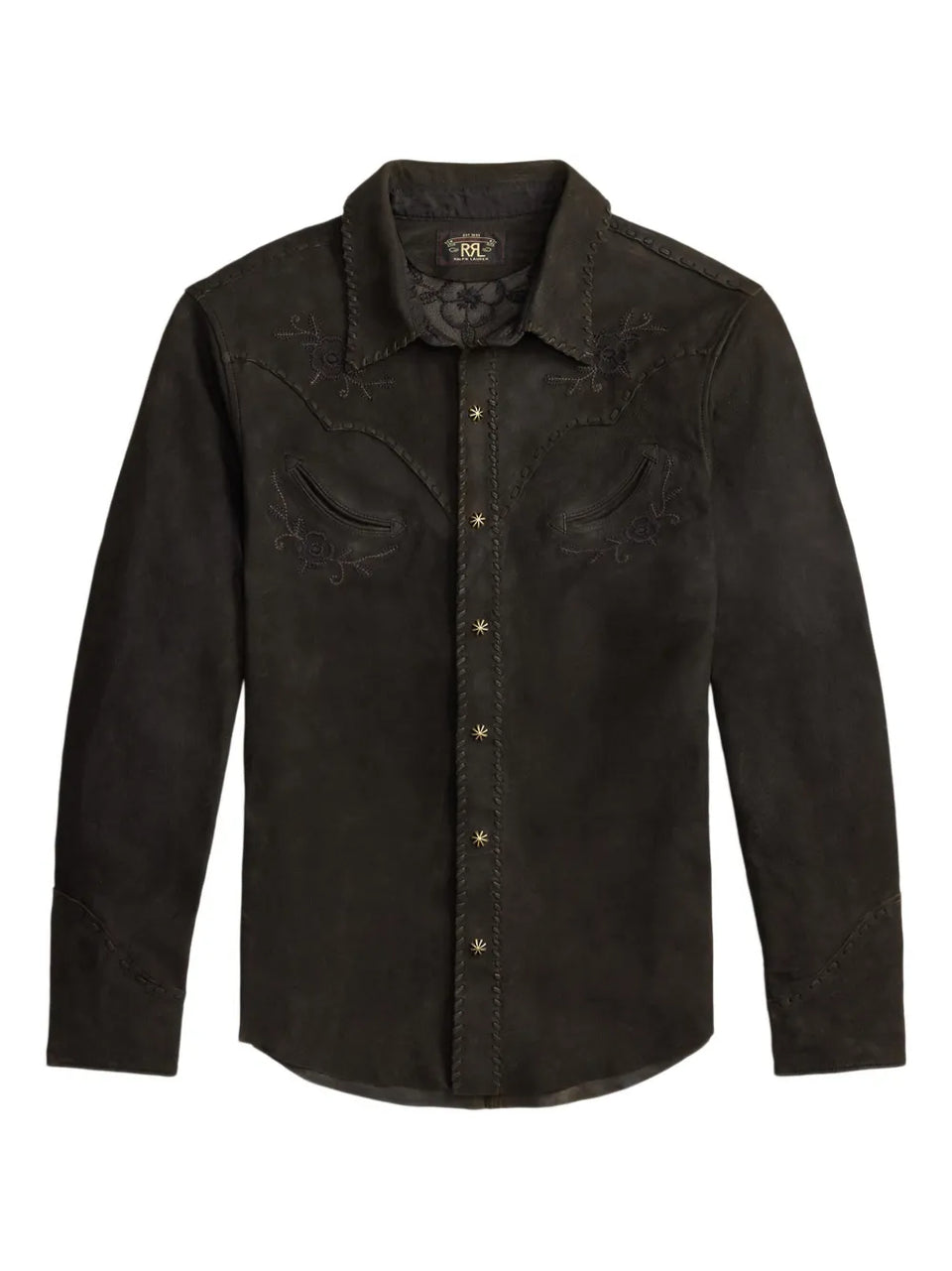 embroidered suede shirt