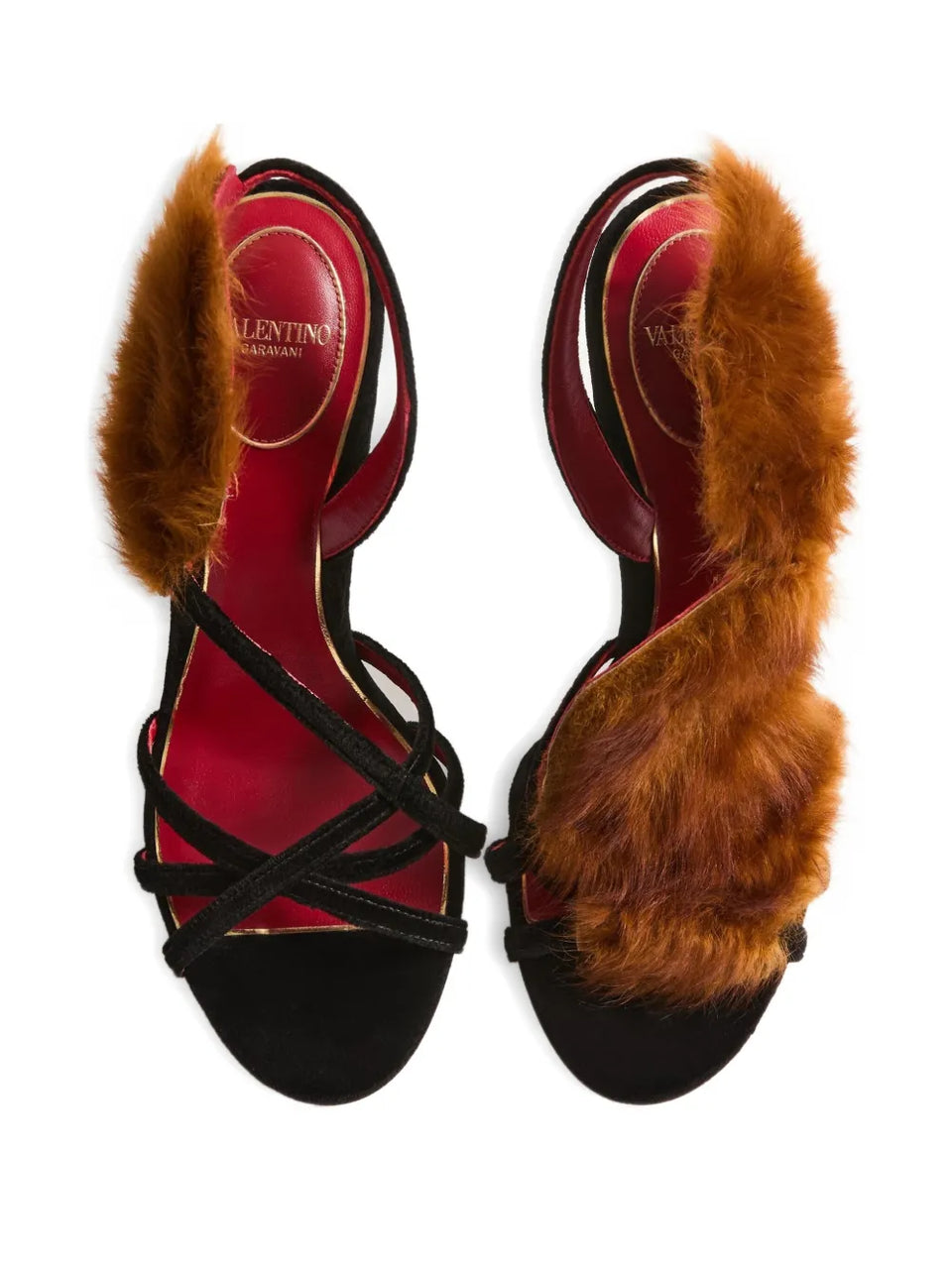 105mm Fetishique fur-leaf sandals