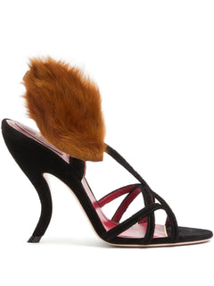 105mm Fetishique fur-leaf sandals