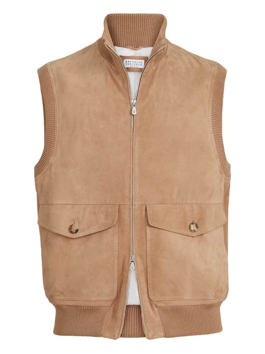 suede padded gilets