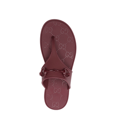 Thong Sandal with Horsebit in Rosso Ancora Rubber
