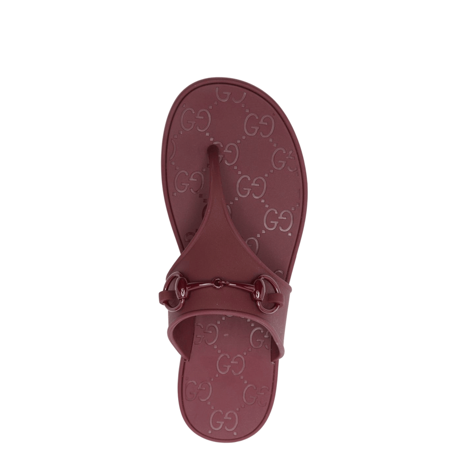 Thong Sandal with Horsebit in Rosso Ancora Rubber