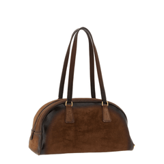 Bowling Medium Suede Bag Brown