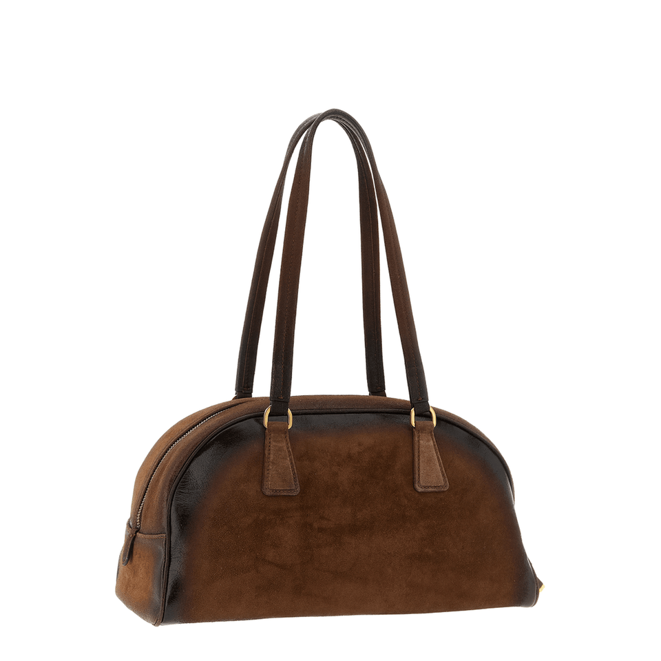 Bowling Medium Suede Bag Brown