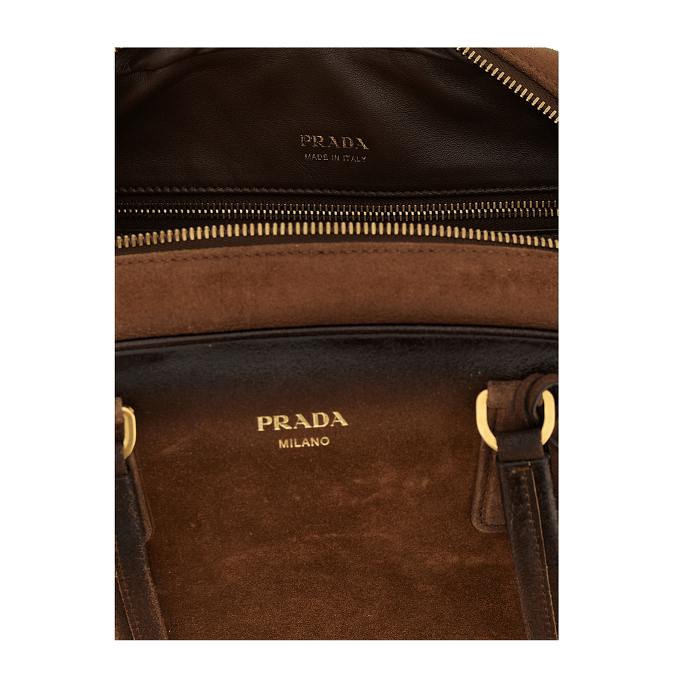 Bowling Medium Suede Bag Brown