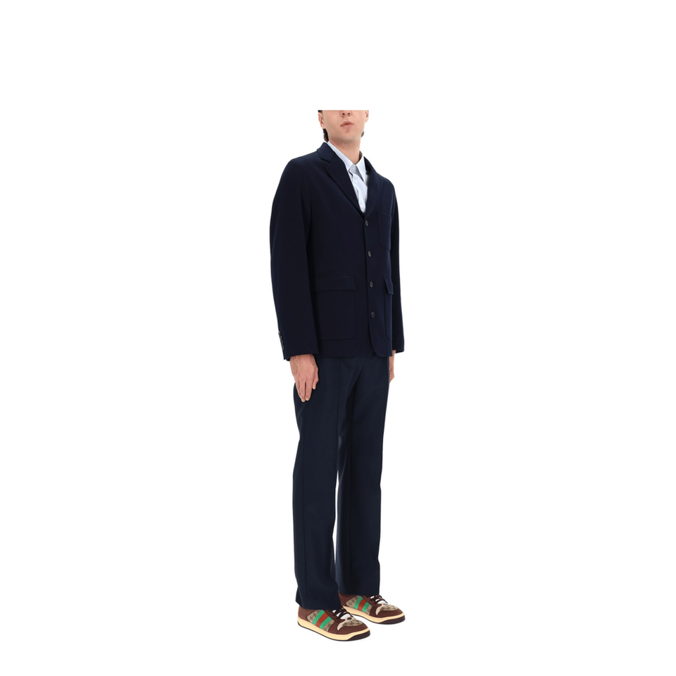 Technical Panama Sportswear Trousers in Dark Blue