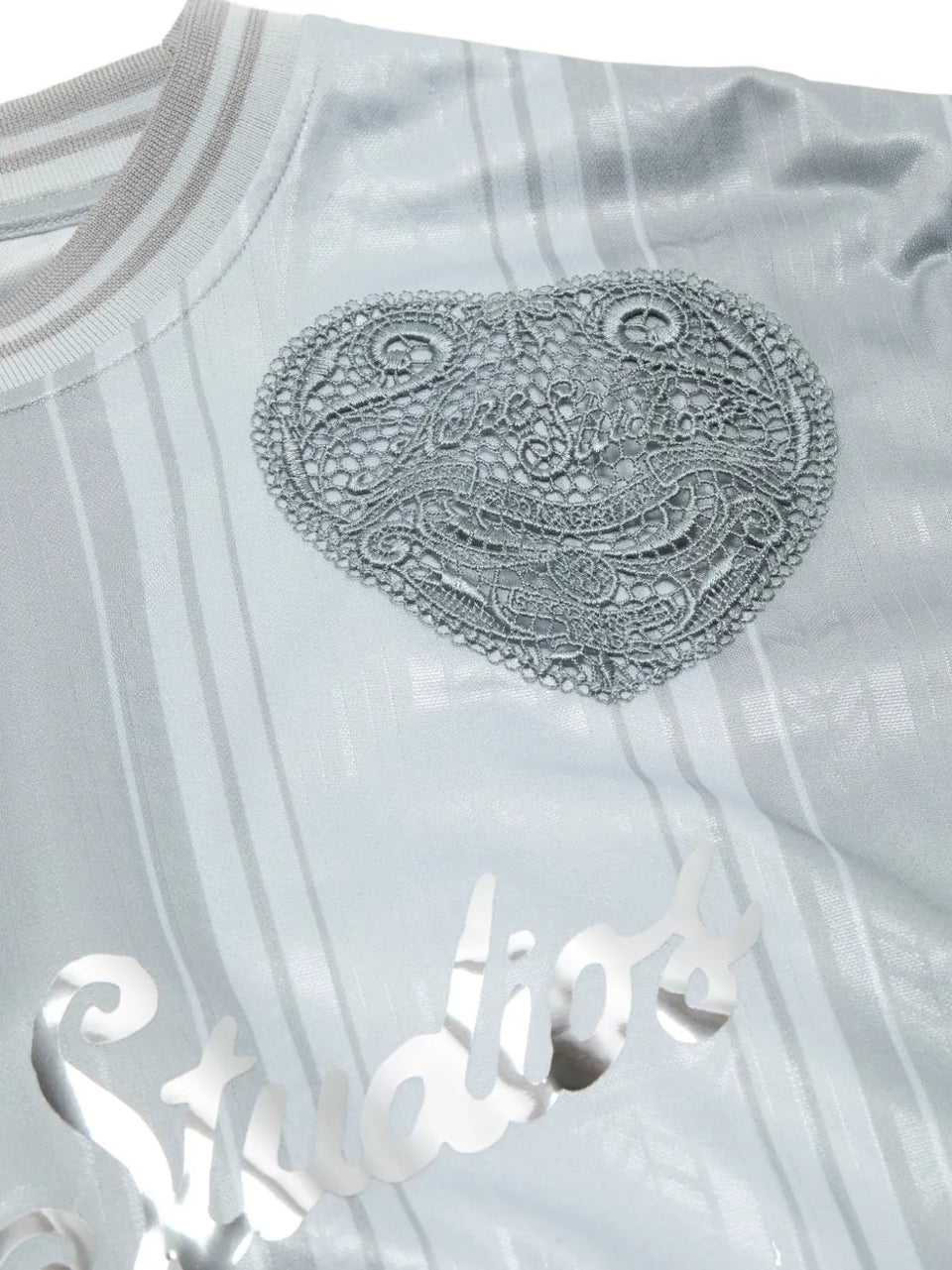 heart applique striped T-Shirt
