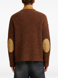 crew neck elbow-patch sweater