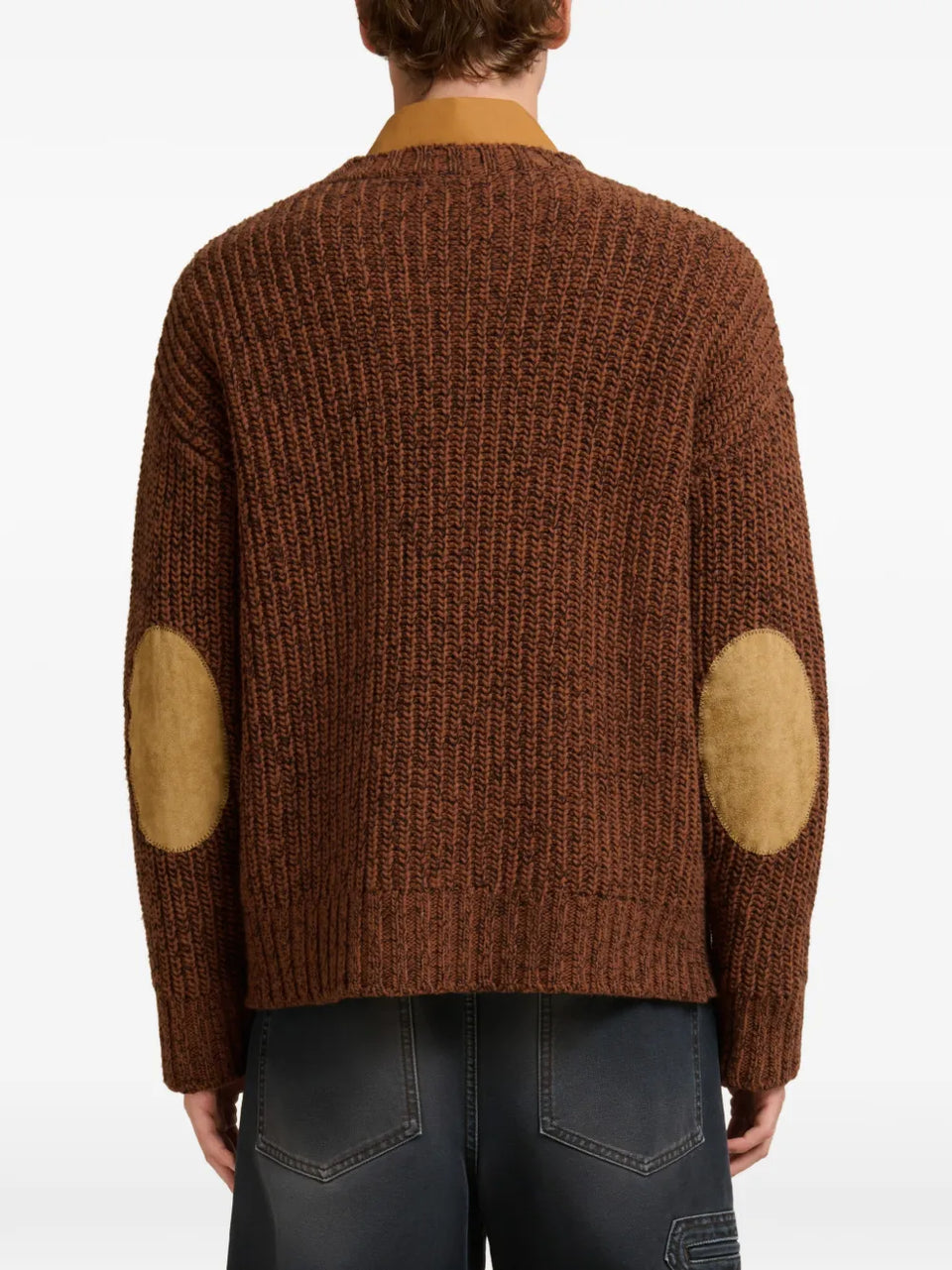 crew neck elbow-patch sweater